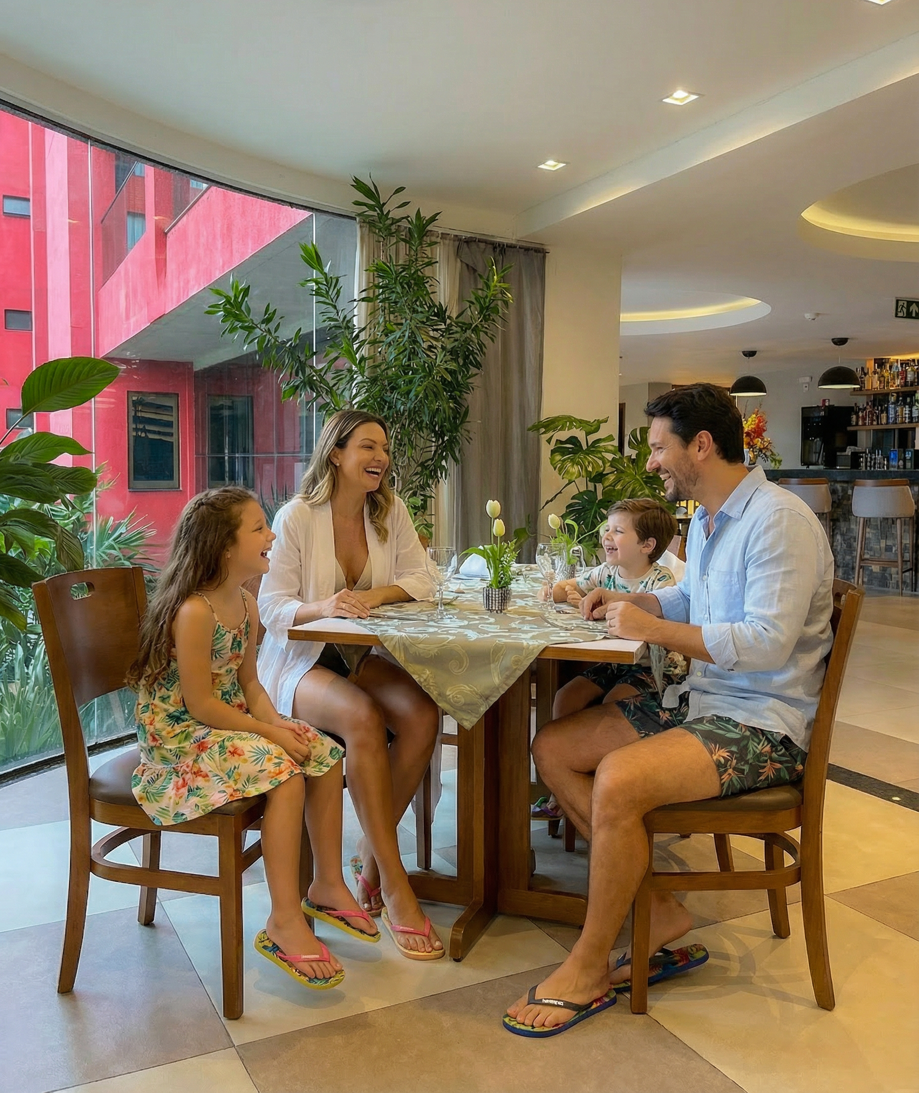 restaurante - família - feliz